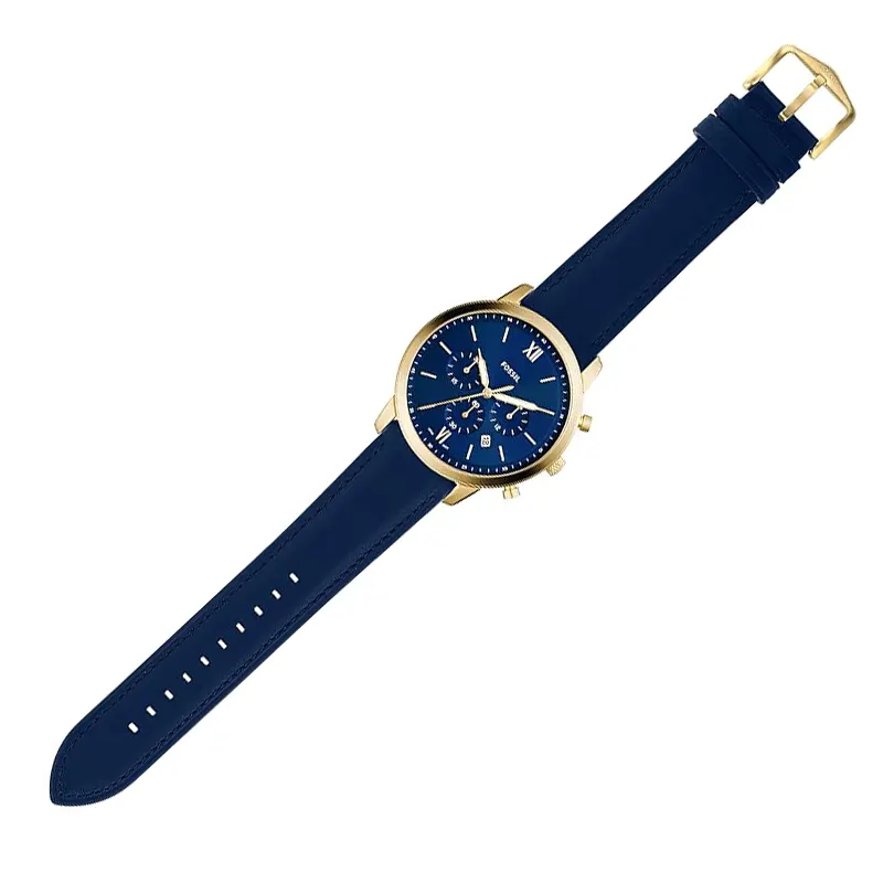 Fossil Neutra Chronograph Blue Dial Gold Bezel Men's Watch- FS5790